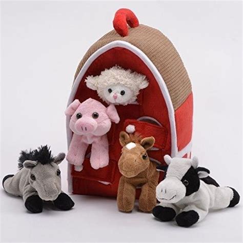 Plush Farm House With Animals Five 5 Stuffed Farm Animals Horse Lamb