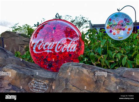 Orlando, Florida . February 26, 2019. Coloful Coca Cola signs at ...