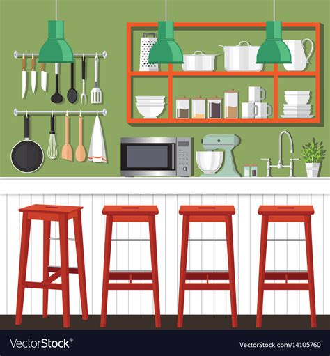 Kitchen room design Royalty Free Vector Image - VectorStock