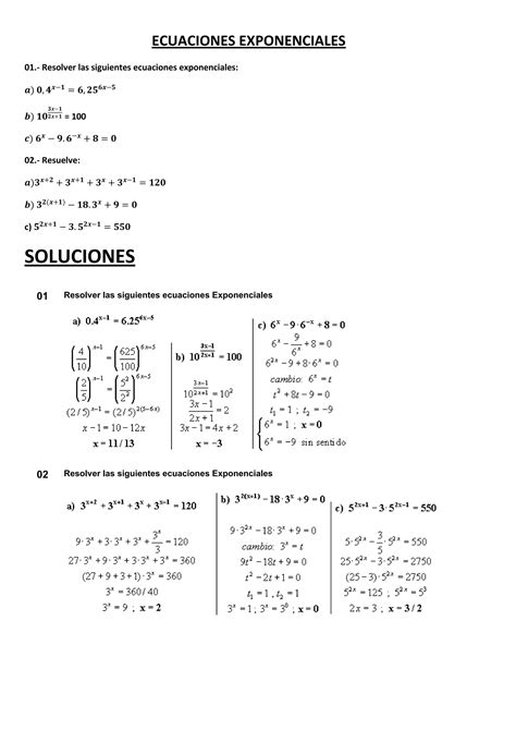 Ecuaciones Exponenciales Con Sol PDF