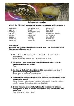 Seven Worlds One Planet Episode 1 Antarctica Teacher S Worksheet