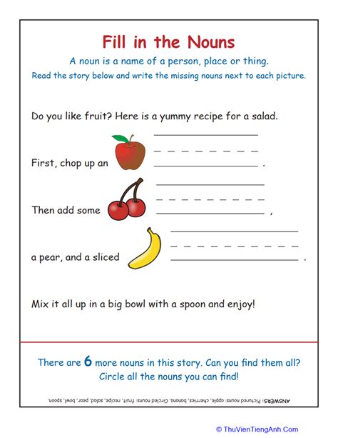 Identifying Nouns Fruit Th Vi N Ti Ng Anh