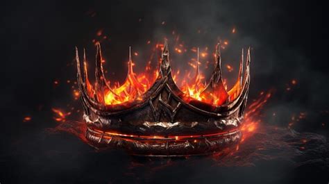 Premium Ai Image Crown Made From Fire Burning Sword Ai Generative