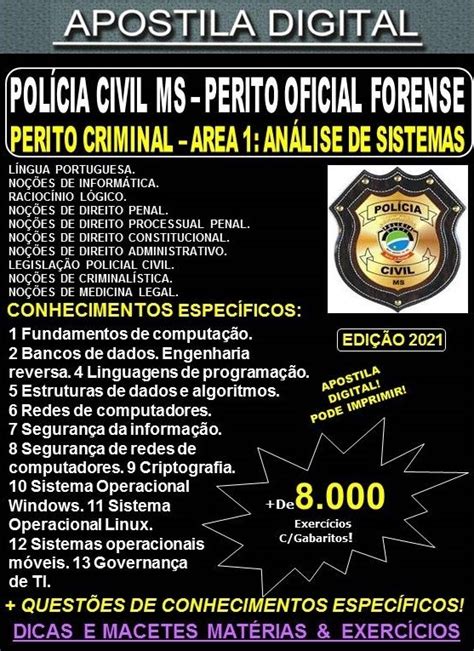 Apostila POLÍCIA CIVIL MS PERITO OFICIAL FORENSE PERITO CRIMINAL