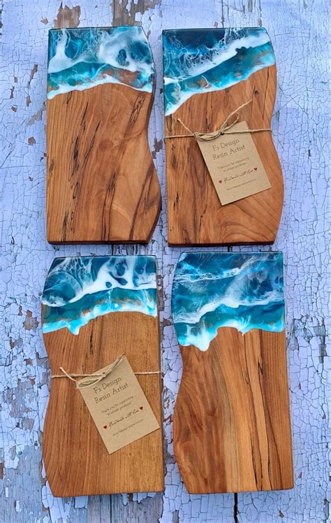 Ocean Waves Cheese Charcuterie Boards Resin Art Shell Art Polymer