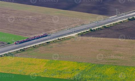 aerial view of railway railroad line tracks 6822676 Stock Photo at Vecteezy