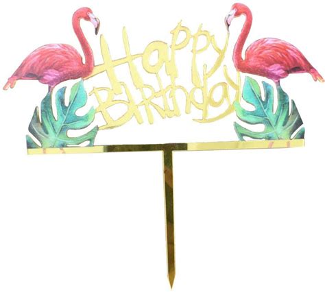 Buy Lele Flamingos Happy Birthday Cake Topper Gold Online At