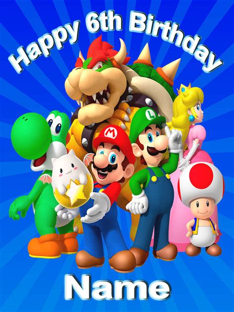 SUPER MARIO BROS REAL EDIBLE ICING CAKE TOPPER PARTY IMAGE FROSTING