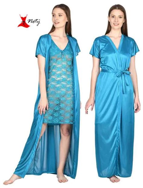 Buy Noty Women S Nighty Set Satin Fabric Hot Night Slip With Robe