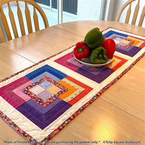 Fancy Squares Quilted Table Runner Pattern 580 Tulip Square ~ Patterns For Useful Quilted Goods