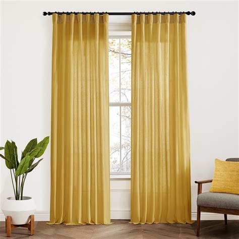 Buy Xtmyi Mustard Yellow Sheer Curtains Inches Long For Spring