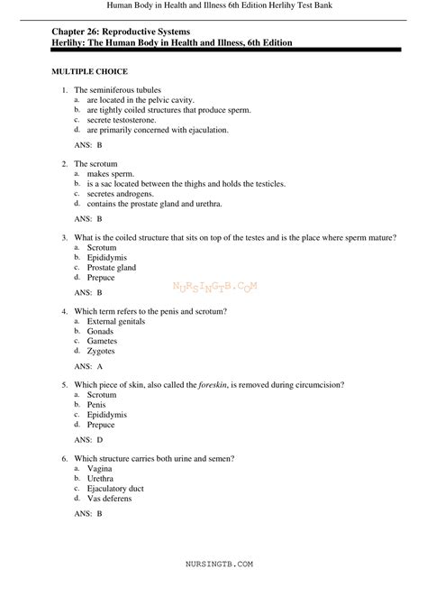 Chapter 26 Reproductive Systems Herlihy The Human Body In Health And Illness 6th Edition