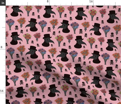 Plague Doctor Pink Fabric Spoonflower