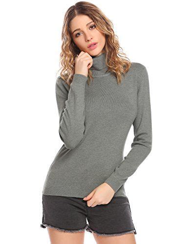 Zeagoo Women Ribbed Knit Turtleneck Long Sleeve Slim Fit Basic Pullover