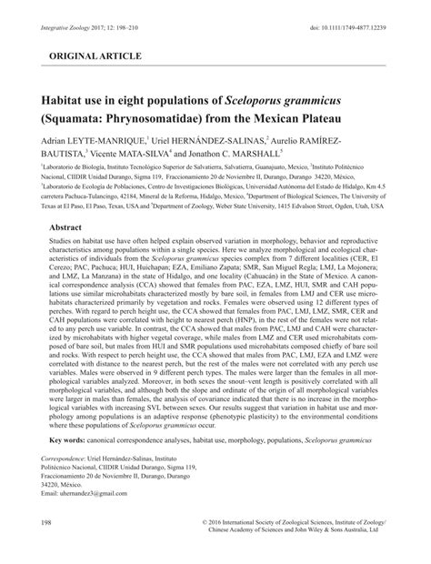 Pdf Habitat Use In Eight Populations Of Sceloporus Grammicus
