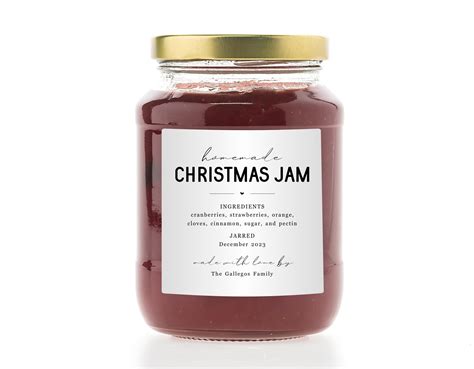 Christmas Jam Label Template Printable Homemade Christmas Jam Gift