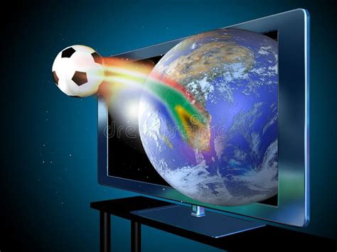 A Television With A Soccer Ball Coming Out Of It S Screen And An Image