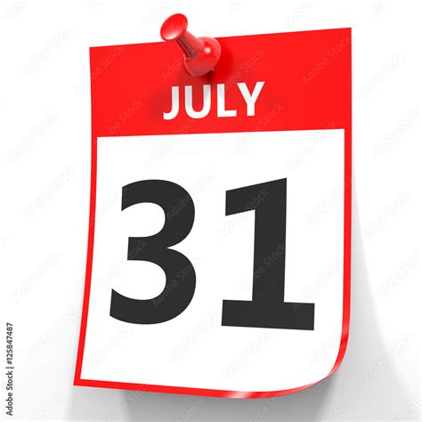 July 31. Calendar on white background. Stock Illustration | Adobe Stock