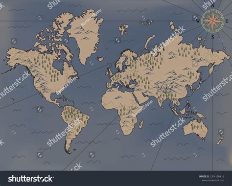 Old Fantasy Themed World Vector Map Stock Vector Royalty Free