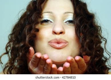 Sexy Brunette Sending Air Kiss Stock Photo Shutterstock