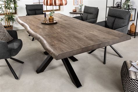 Table De Salle Manger En Tronc D Arbre Massif Mammut Cm Gris