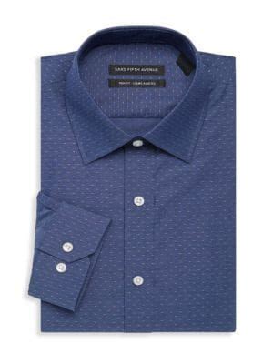 Saks Fifth Avenue Trim Fit Printed Dress Shirt In Navy Modesens