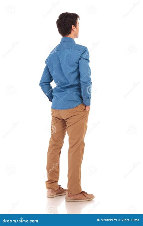 Back View Of A Casual Man With Hands In Pockets Stock Image Image Of