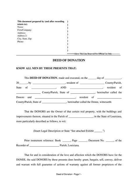 Deed Of Donation 2020 2021 Fill And Sign Printable Template Online Us Legal Forms