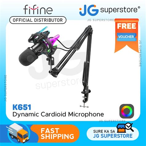 Fifine K Usb Dynamic Cardioid Microphone Bundle With Rgb Arm Shock