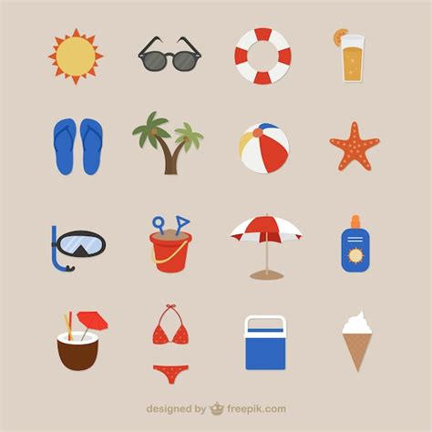 Iconos De La Playa Para El Verano Vector Gratis