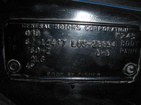 Decoding 1967 Camaro Cowl Tag