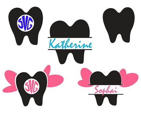 Tooth Fairy Svg Tooth Monogram Svg Dental Monogram Frame Set Etsy