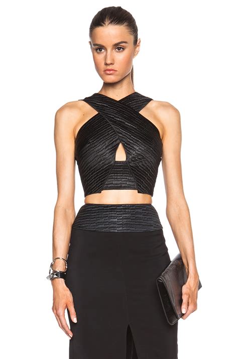 L Agence Criss Cross Crop Top In Black Fwrd