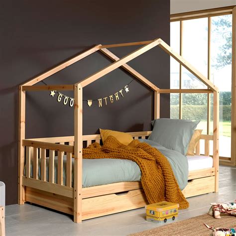 Lit Cabane X Cm Avec Tiroir En Pin Naturel Roody Maison Et Styles