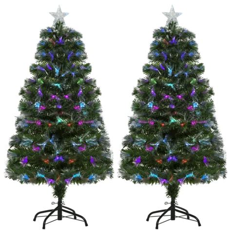 HOMCOM SET 2 Alberi Di Natale Da 120cm Con 130 Luci LED Fibre Ottiche