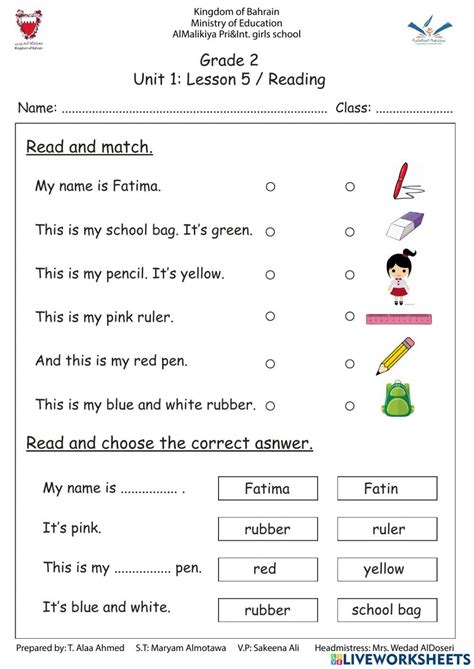 Unit 1 Lesson 5 Reading Online Exercise For Live Worksheets