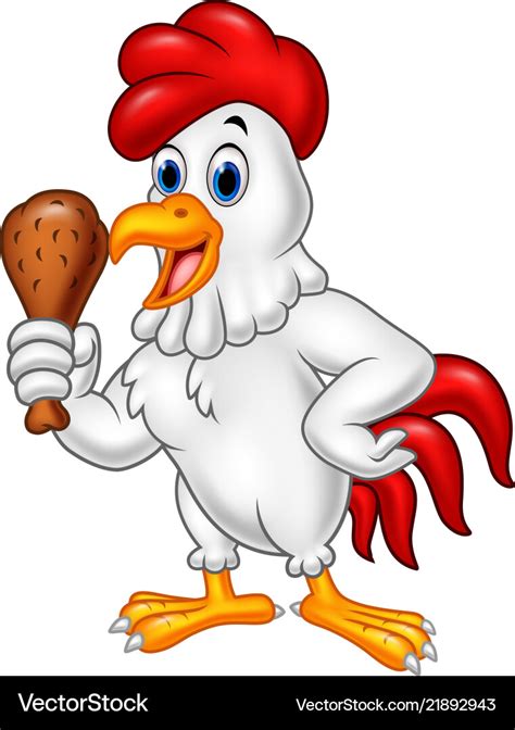 Cartoon rooster holding fried chicken Royalty Free Vector