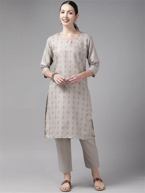 Buy Aarika Ethnic Motifs Printed Pure Cotton Kurta With Trousers