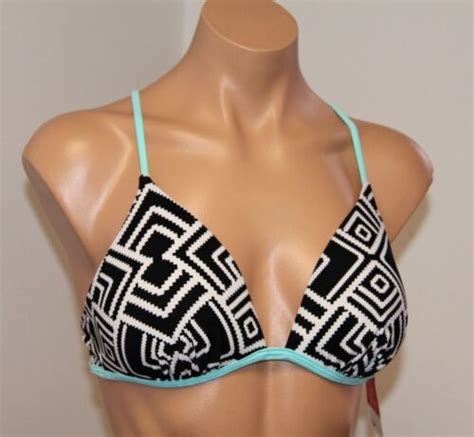 NWT Hula Honey Swimsuit Bikini Bra Top Sz XS Push Up Halter BKBLU EBay