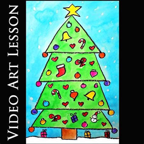 Christmas Tree Video Art Lesson Winter Drawing And Watercolor Painting Project