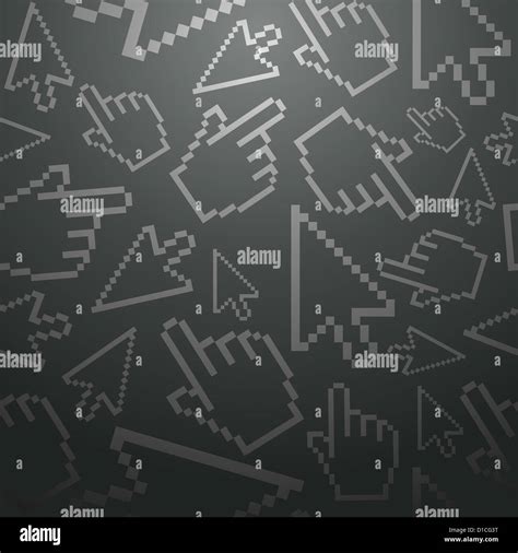 Monochrome Pixel Cursors Icons Hand And Arrow Seamless Pattern Vector