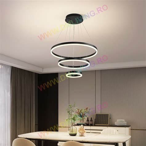 Lustr Led Circular Elegant Negru Dm Bk Design Raffinat