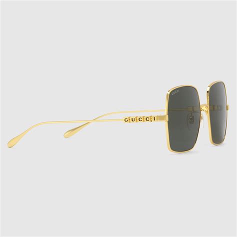 Square Frame Sunglasses In Gold Toned Metal Gucci® Us