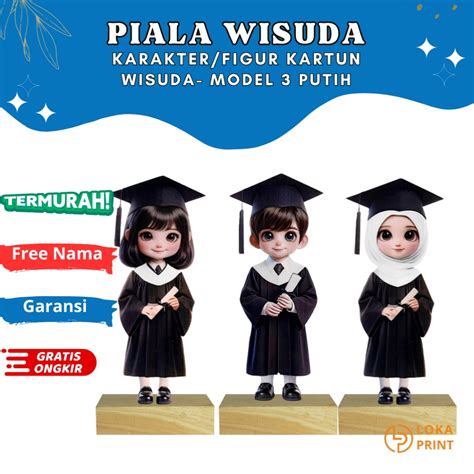 Jual Model 3 PUTIH Piala Wisuda Anak Sekolah Tk Paud Sd Plakat Boneka