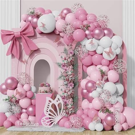 152Pcs Pastel Light Pink White Metallic Pink Balloon Arch Garland Kit