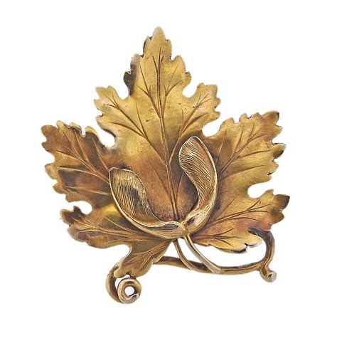 Gold Leaf Brooch Pin For Sale at 1stDibs | gold leaf pin, vintage gold ...