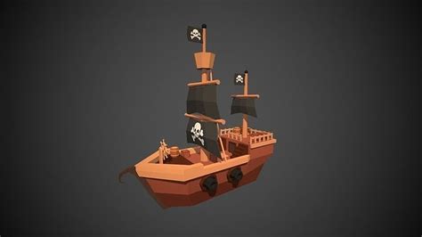 3D Model Pirate Ship Low Poly VR AR Low Poly CGTrader