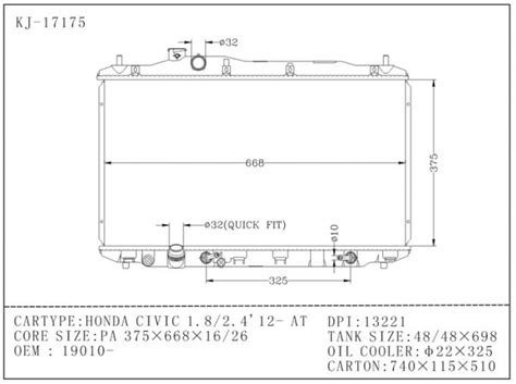 High Performance Car Honda Civic Aluminum Radiator Of 1 8 2 4 2012