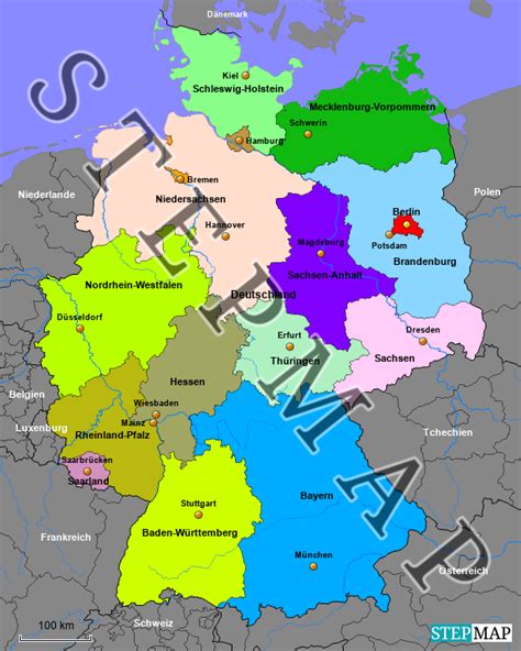 StepMap Bundesländer Deutschlands Landkarte für Deutschland