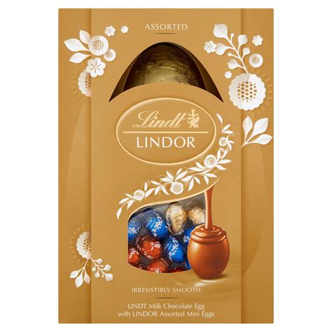 Lindt Milk Chocolate Easter Egg With Lindor Assorted Mini Eggs 215g